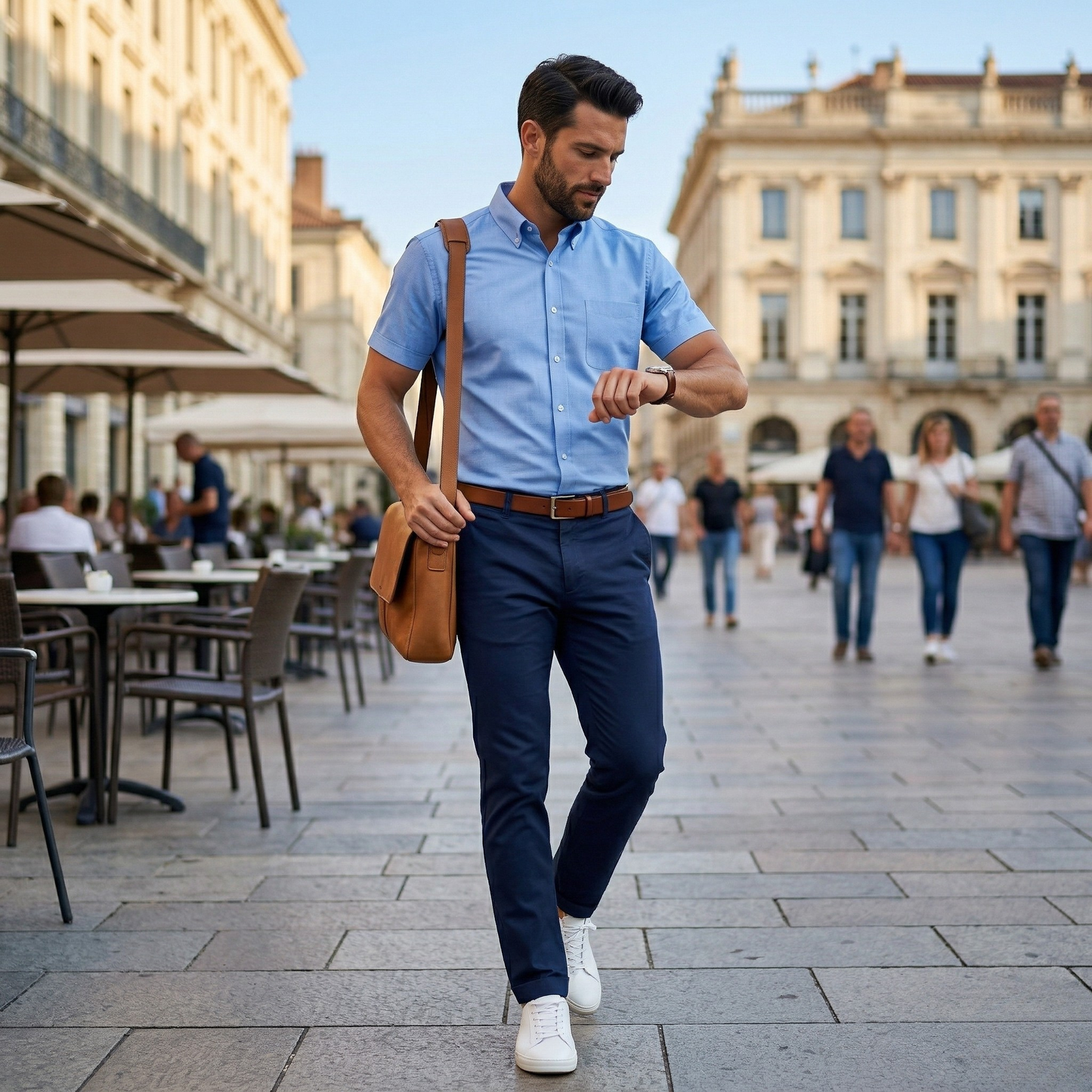 CAMISA DE GABARDINA MANGA CORTA